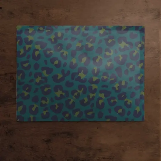 Leopard Cotton Twill Placemat Blue {3}
