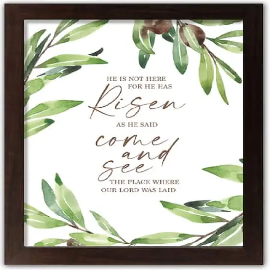 He Has Risen Olives 1 11" x 14" Walnut Framed Print Under Plexiglass {1}