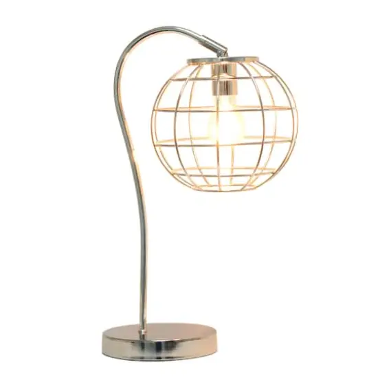 Lalia Home 20" Arched Metal Cage Table Lamp Chrome {3}