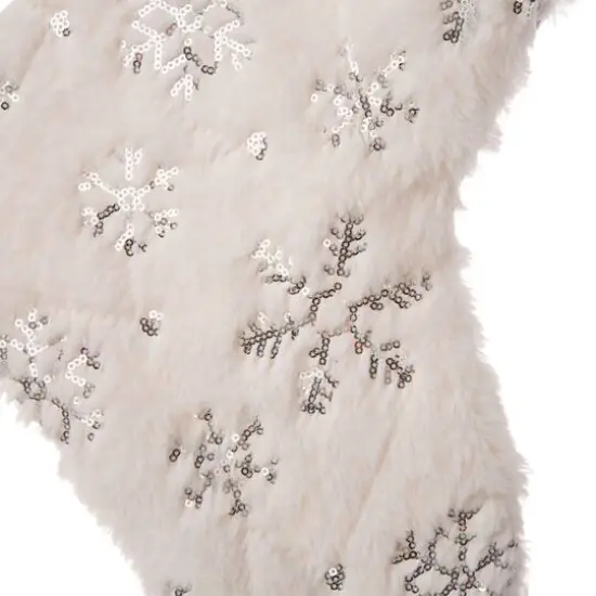 Glitzhome&reg; 21" White Plush Snowflake Stocking, Set Of 2 {6}