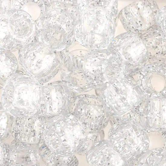 John Bead 9mm Sparkle Pony Beads, 1,000ct. Silver {1}