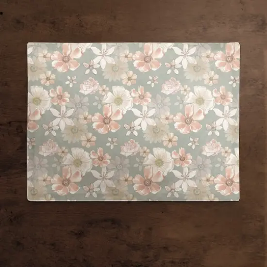 Watercolor Florals Cotton Twill Placemat Green {3}