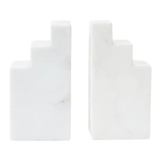 Hello Honey&reg; 6.5" Geometric Marble Bookend Set White {4}