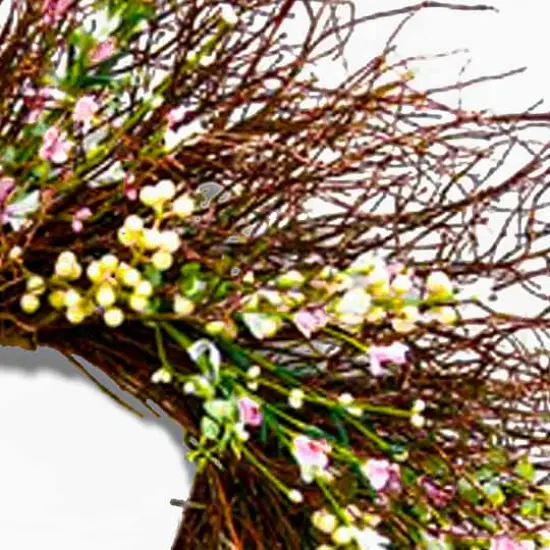 24" Spring Light Pink & Cream Forsythia Wreath {4}