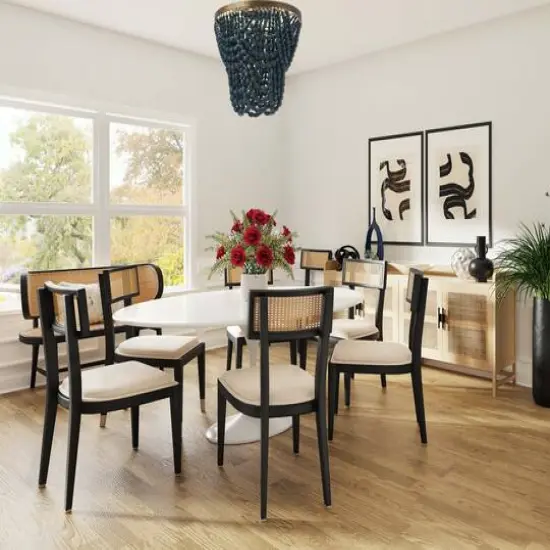 Hello Honey® 2-Tier Draped Wood Bead Semi-Flush Mount Ceiling Light Blue {5}