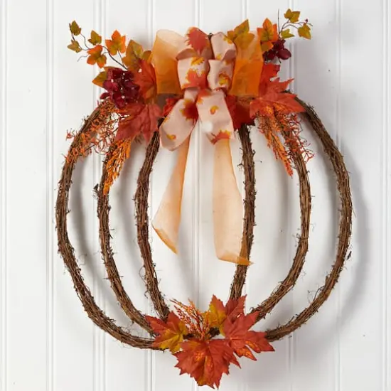 26" Autumn Pumpkin Vine Fall Wreath {3}