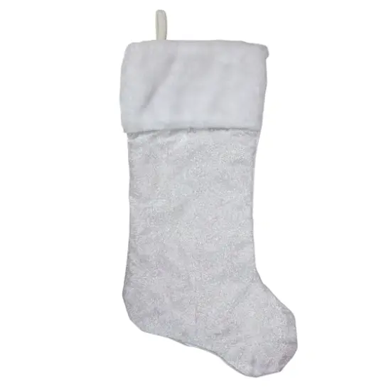 20.5" Iridescent Glitter Snowflake Stocking {3}