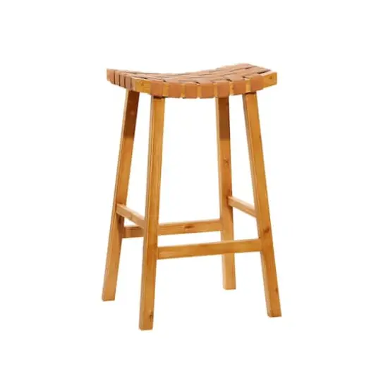 Brown Wood Rustic Bar Stool 30" x 18" x 11" {1}