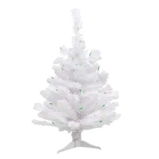 2ft. Pre-Lit White Pine Artificial Christmas Tree, Green Lights {1}
