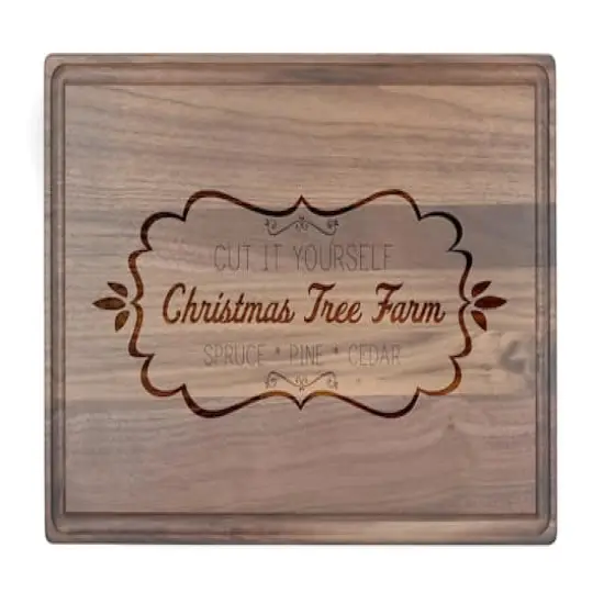 17" Cut it Yourself Christmas Tree Farm Walnut Cutting Board {1}