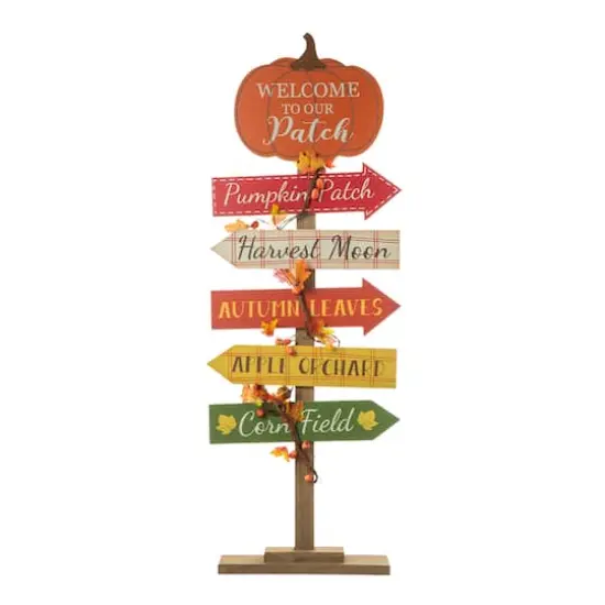 Glitzhome&reg; 42.5" Fall Wooden Pumpkin Patch Porch Sign {15}