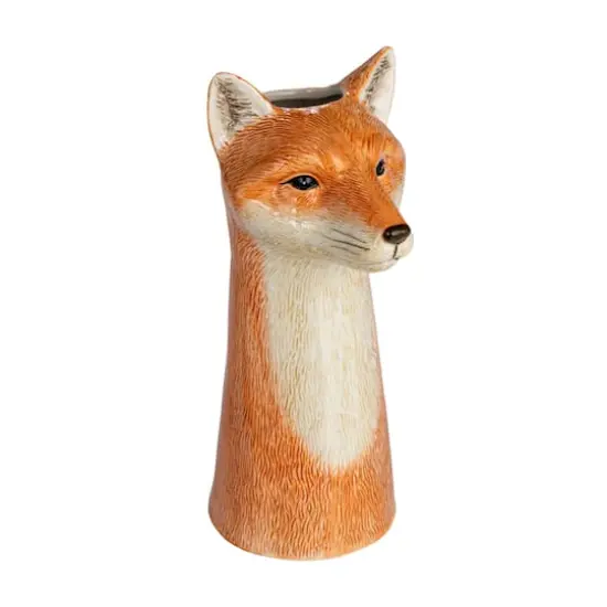 Hello Honey&reg; 11" Orange Hand-Painted Decorative Stoneware Fox Vase {1}