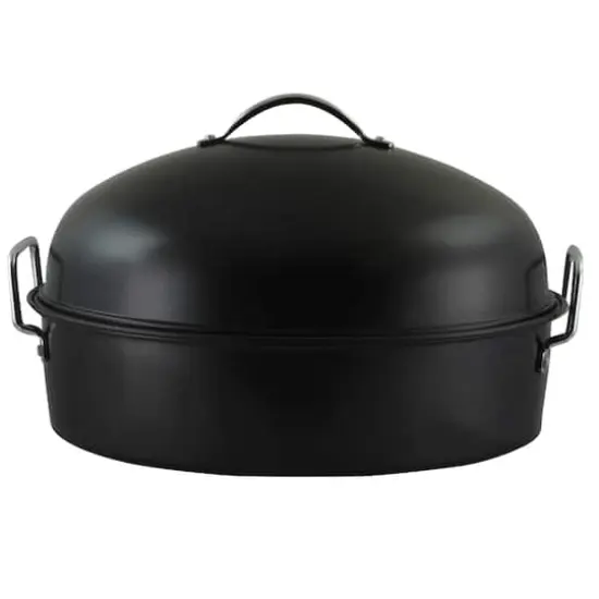 Gibson Home&reg; Kenmar 16'' Black High Dome Oval Roaster Set {1}
