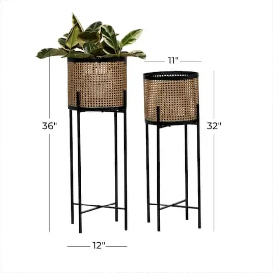Gold Metal Glam Planter with Black Legs Set {5}