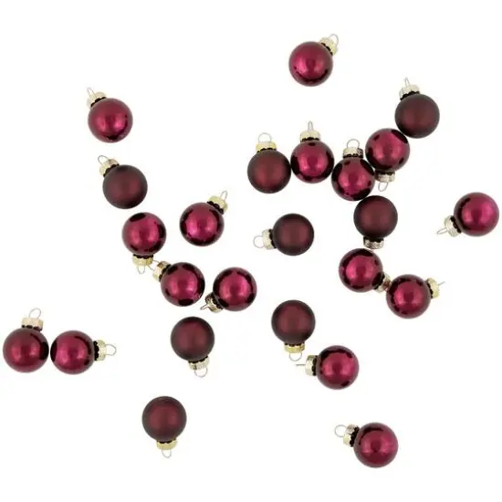 24ct. 1" Shiny & Matte Red Glass Ball Ornaments  {11}