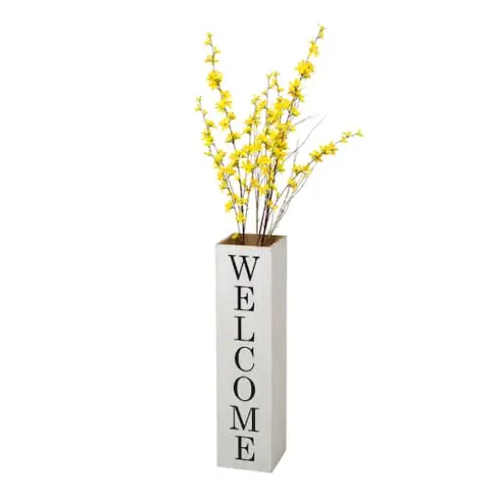 Glitzhome&reg; 30" Double Sided Whitewashed Wooden Porch Vase {5}