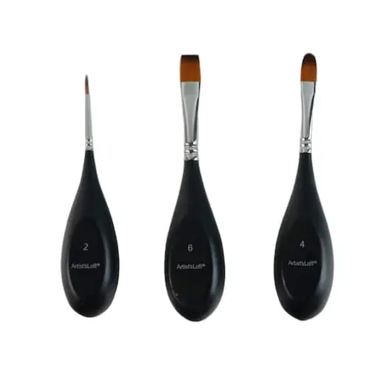Mixed Media 3 Piece Egg-Shaped Round, Filbert & BrightPaint Brush Set by Artist's Loft&reg; {1}