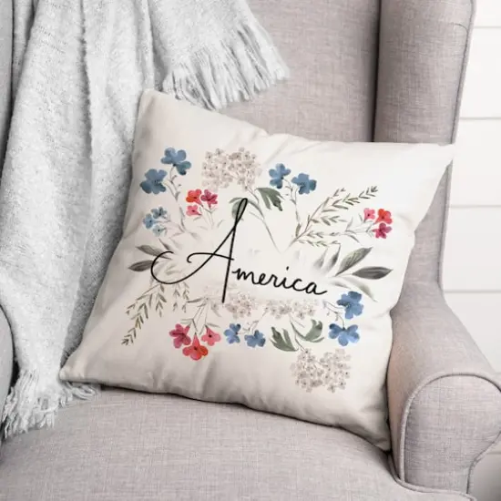 Floral America Throw Pillow {3}
