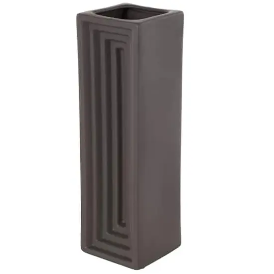 15" Black Rectangular Ceramic Vase {1}
