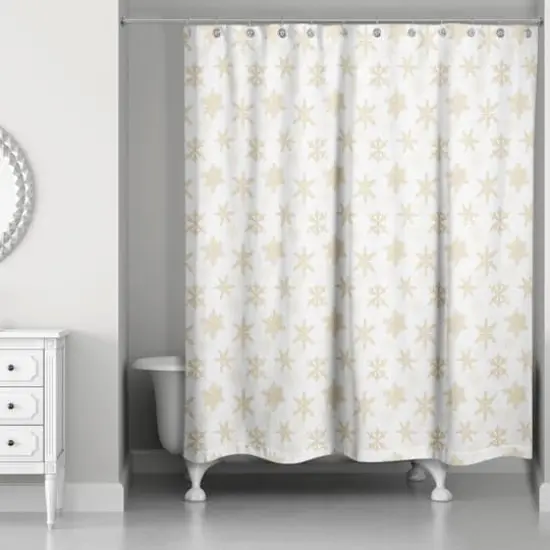Cream Snowflakes Shower Curtain {3}