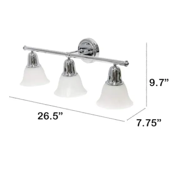 Lalia Home Essentix 3 Light Alabaster Shade Vanity Chrome {5}