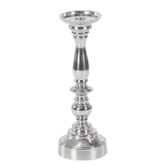 Silver Aluminum Traditional Pillar Candle Holder {5}