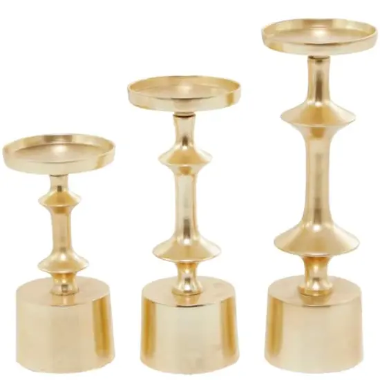 CosmoLiving by Cosmopolitan Gold Aluminum Pillar Candle Holder Set {6}