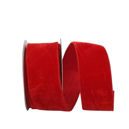 JAM Paper 2.5" x 10yd. Regal Red Wired Plush Velvet Ribbon {1}