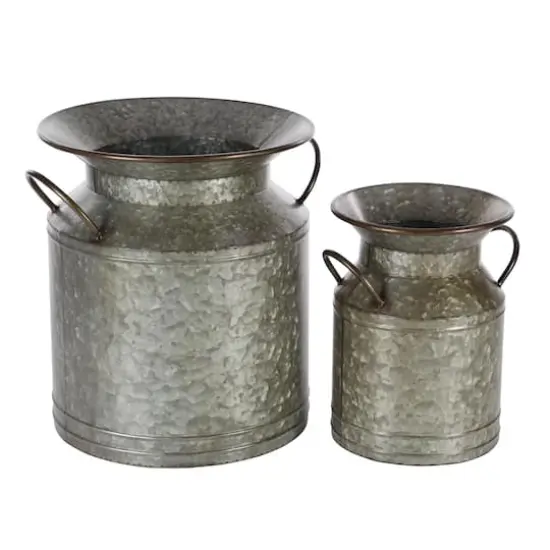 Rustic Gray Milk Can Planter Set {1}
