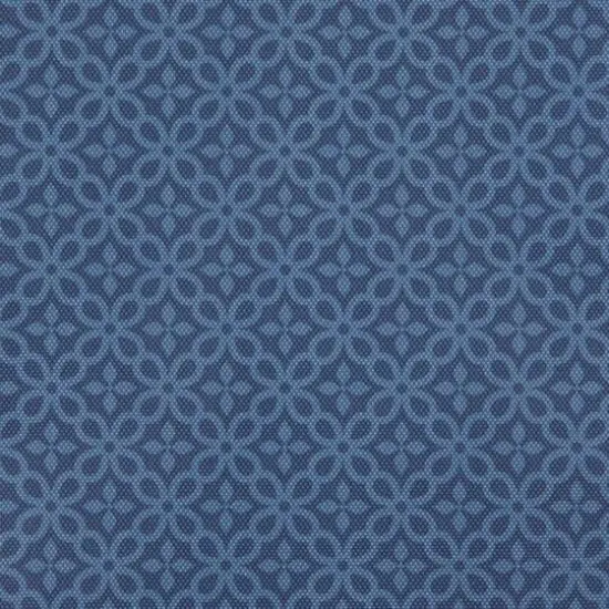French Blue Tonal Lattice Print Outdoor Tablecloth 60" Round {4}