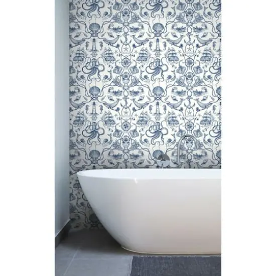 RoomMates Deep Sea Toile Peel & Stick Wallpaper Blue and White {5}