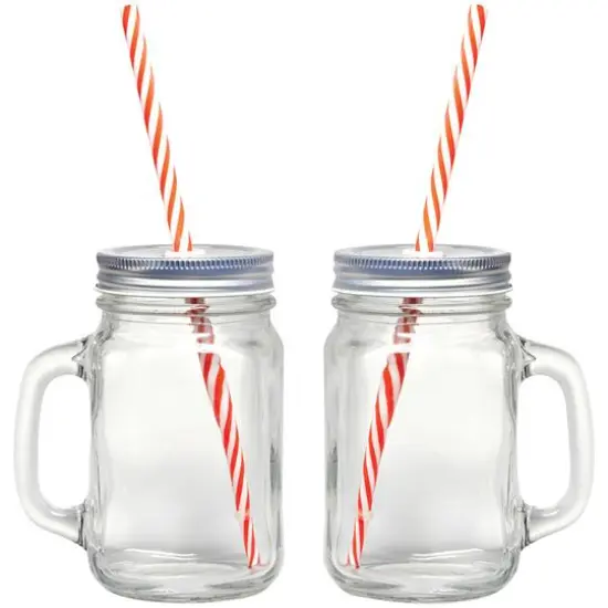 Gourmet by Starfrit 16oz. Mason Jar Mugs with Straws, 2ct. {1}