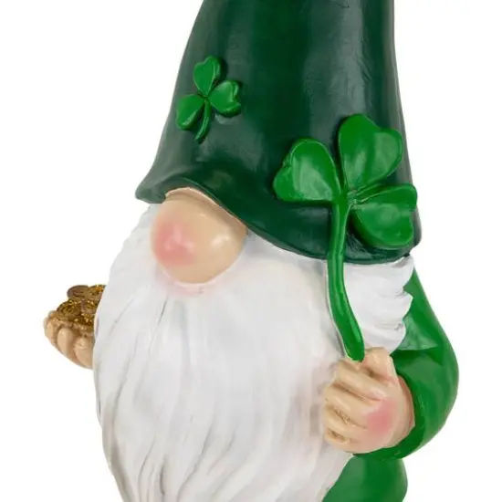 16.25" St. Patrick's Day Shamrock Gnome Outdoor Garden Statue {7}
