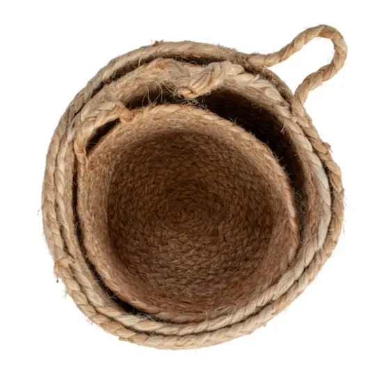 Hello Honey&reg; Natural Round Braided Jute Nesting Baskets with Handles Set {5}