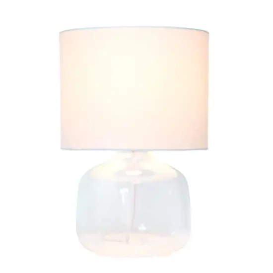 Simple Designs 14" Glass Table Lamp with White Fabric Shade Clear/White {3}