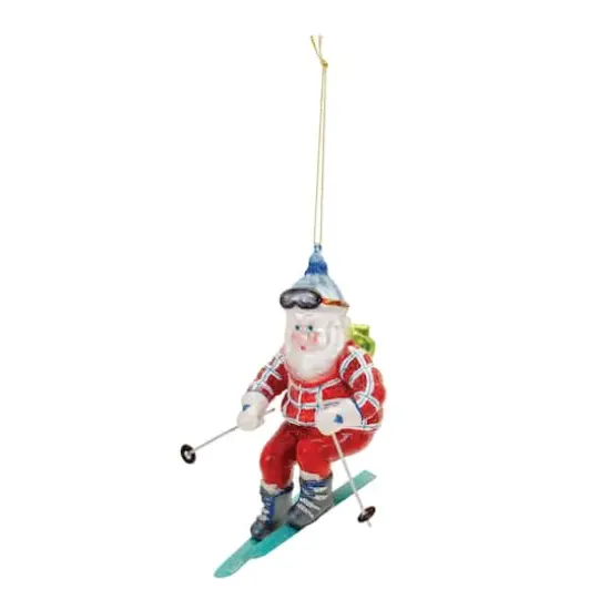 4.75" Glass Ski Santa Ornaments, 6ct. {4}