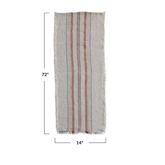 Hello Honey&reg; 6ft. Striped Linen & Cotton Fringed Table Runner {6}