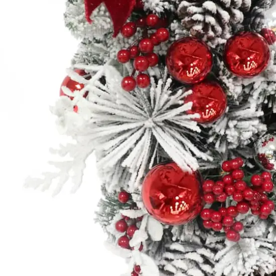 28" Battery-Operated Pre-Lit Flocked Decorated Artificial Swag {6}