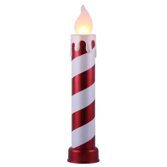 3ft. LED Red & White Striped Metallic Candle D&eacute;cor {1}