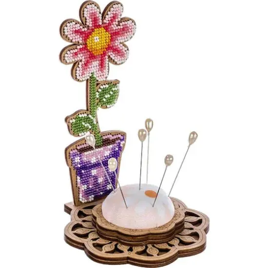Wonderland Crafts Potted Flower Bead Embroidery on Wood Kit {4}