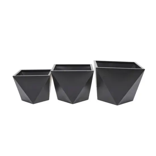 Black Modern Planter, Set of 3" 19", 16", 14" {7}
