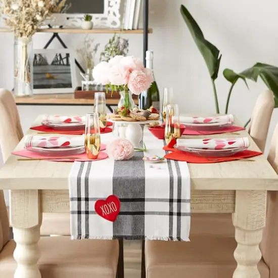 DII&reg; 72" Heart XOXO Plaid Table Runner {5}