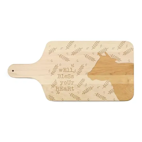 8" x 17" Bless Your Cow Maple Paddle Cutting Board {1}
