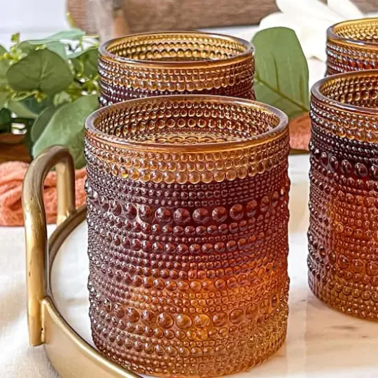 Kate Aspen&reg; 10oz. Textured Beaded Glass Set Amber {6}