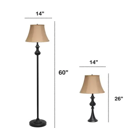 Lalia Home 3-Piece Restoration Bronze Lamp Set {4}