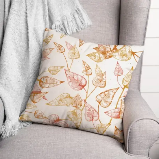 Watercolor Autumn Leaves Throw Pillow {3}