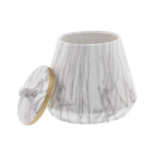 10" White Stoneware Contemporary Decorative Jar {3}