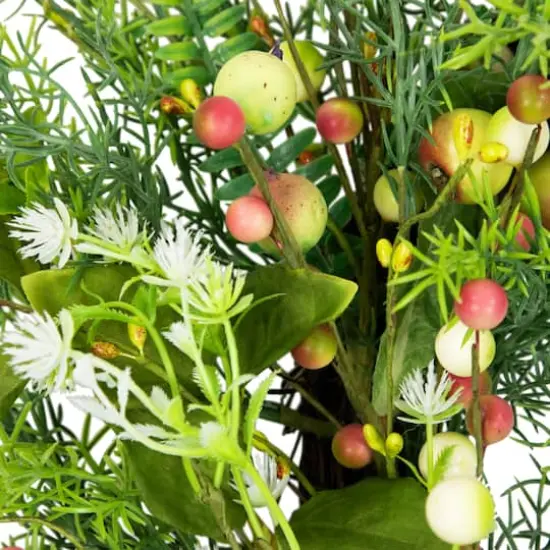 22" Berry & Crabapple Fern Foliage Spring Wreath {5}