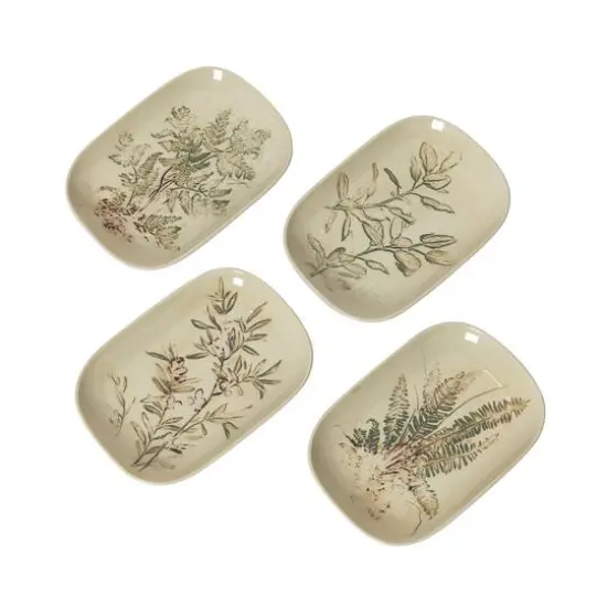 Hello Honey&reg; 6" Debossed Botanical Stoneware Dish Set with Crackle Glaze Finish {1}
