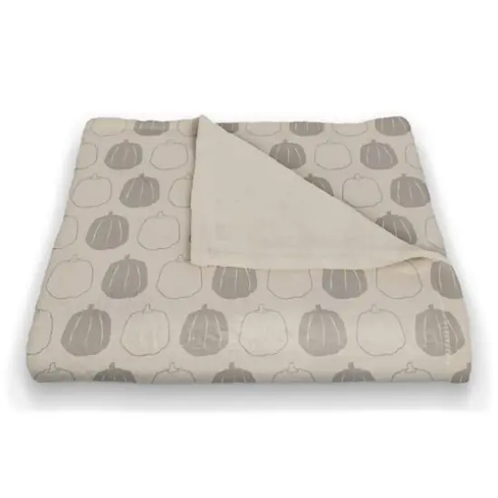 Gray Pumpkin Pattern Fleece Blanket {3}